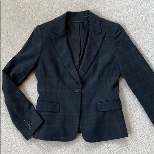SALE Elie Tahari blazer navy green plaid Sz8